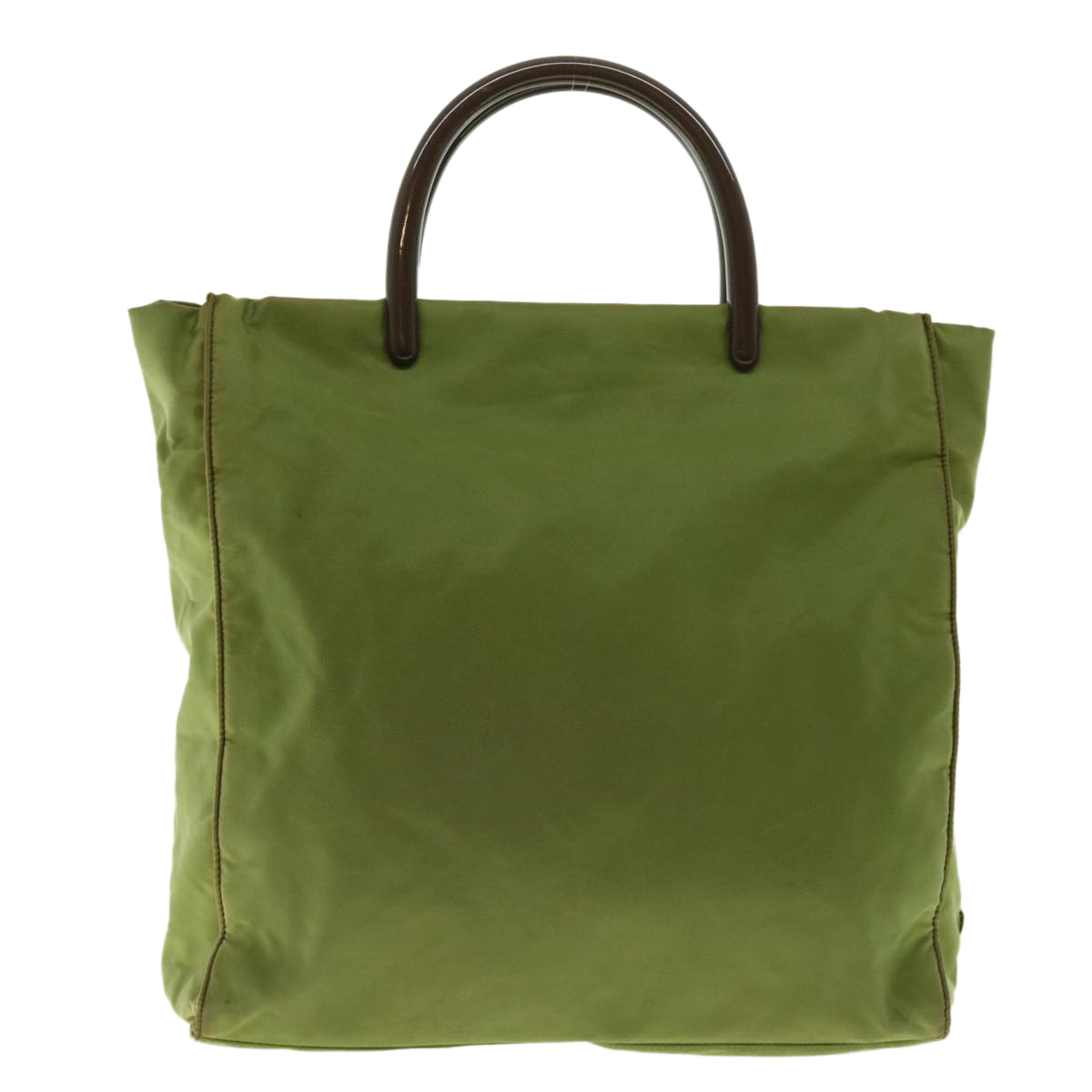 Prada Hand Bag Nylon Khaki Auth 39752